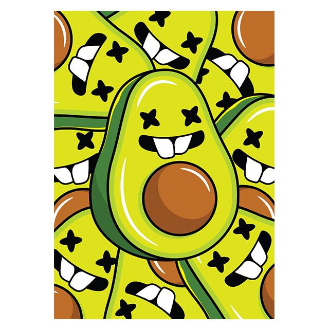 Cartoon Fruit Doodle Avocado Pineapple Kiwi Print Poster Canvas Painting Modern Wall Art Pictures Living Room Bedroom Home Decor