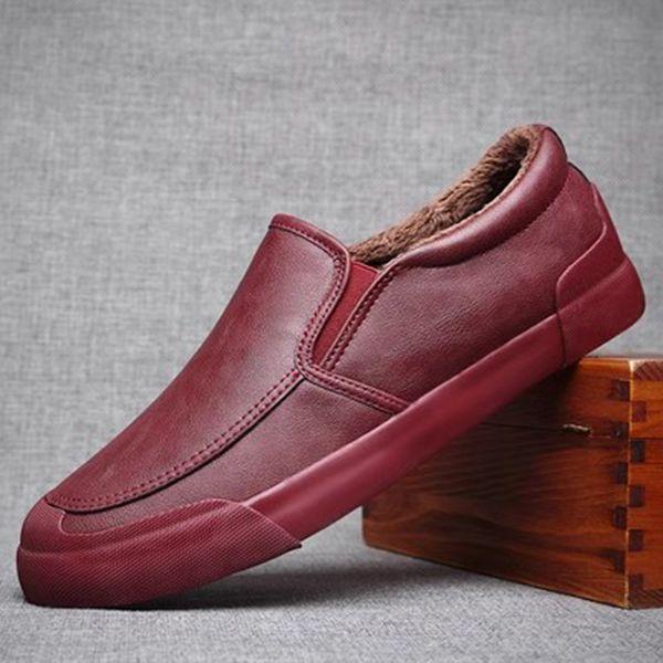 2025 new men's shoes winter trendy shoes one-pedal leather shoes men's business casual shoes velvet thermal cotton shoes men's