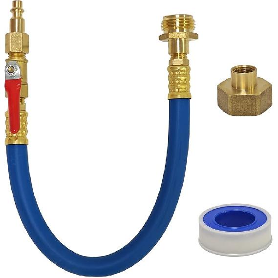 RV Camper Winterizing Kit, 16" Sprinkler Winterization Kit With Shut Off Valve, 3/4" RV Water Blowout Adapter,Air Compressor Quick Connect For