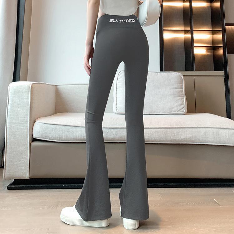 Women High Waist Flared Shark Pants Plus Size Yoga Pants Stretch Slim Bootcut Leggings Outer Wear Trousers