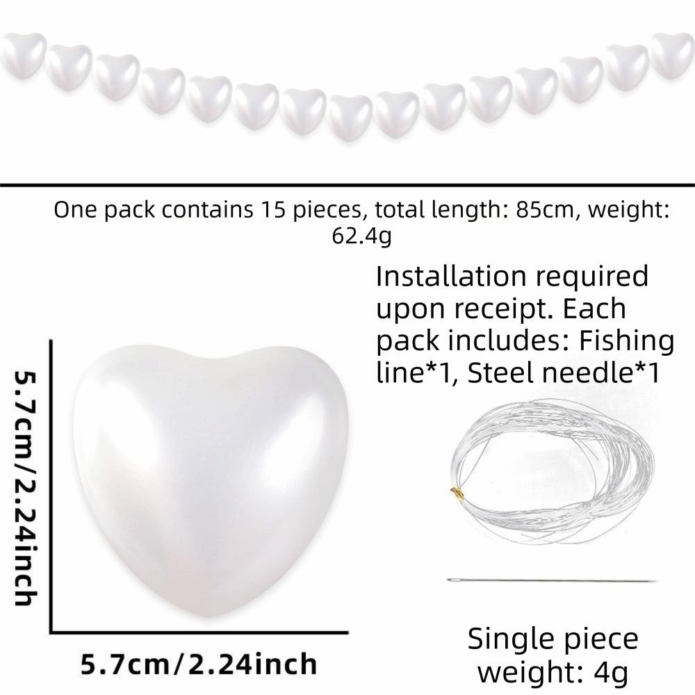 10/12/15/20pcs Plastic Beaded Garland Heart-shaped Stars White Ball Pendant Wall Decor