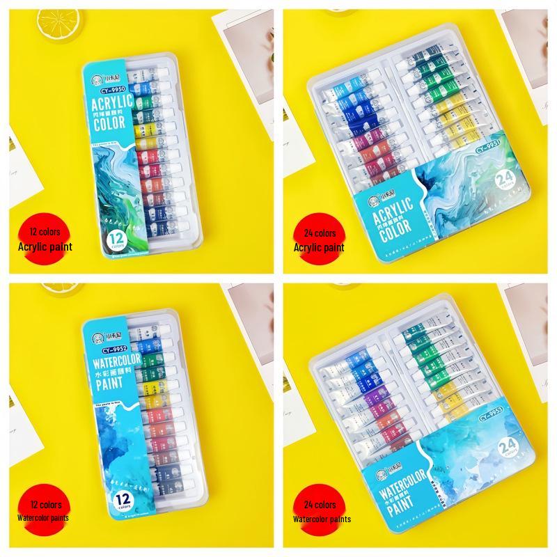Xiaokani Acrylic Paint Set - 24 Colorfast, Waterproof Colors for Children's Art with Sun Protection