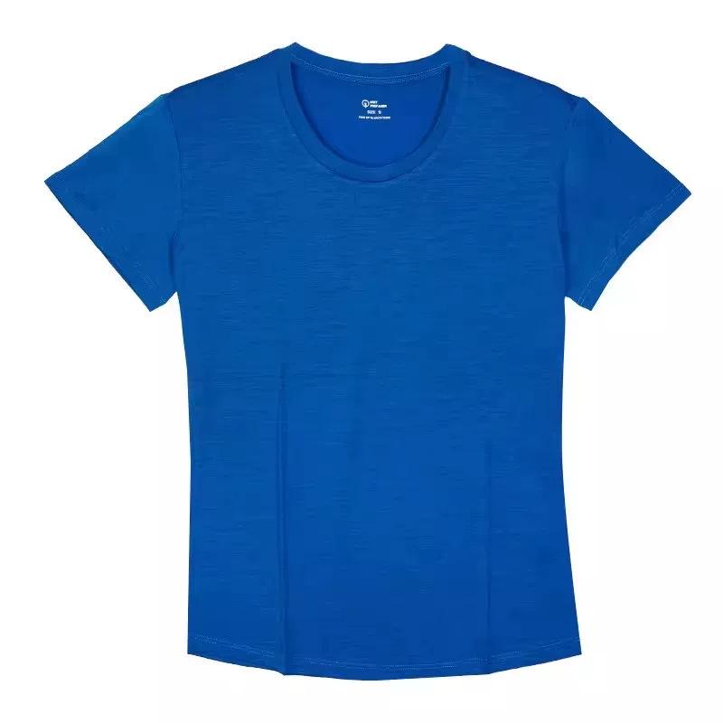 Women's Gray Shell Merino Wool Quick-Dry Hiking T-Shirt - Summer Outdoor Short Sleeve