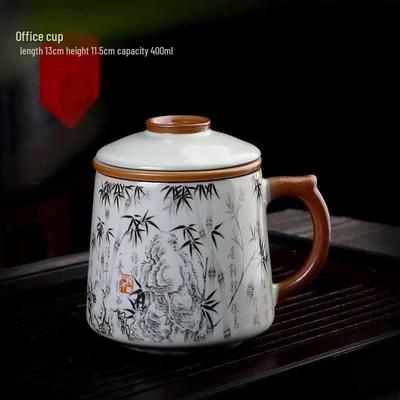 Tasse à thé de bureau en céramique de four Ru avec couvercle
