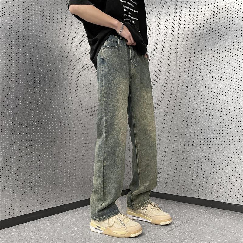Vintage Jeans Men's Summer Street Casual Wide Leg Trend ins Loose Student Straight Pants