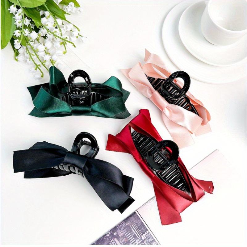 1pc Bow Hair Claw Clip Back of Head Half Tie Hair Clip Temperament Satin Hair Accessories for Women Girls