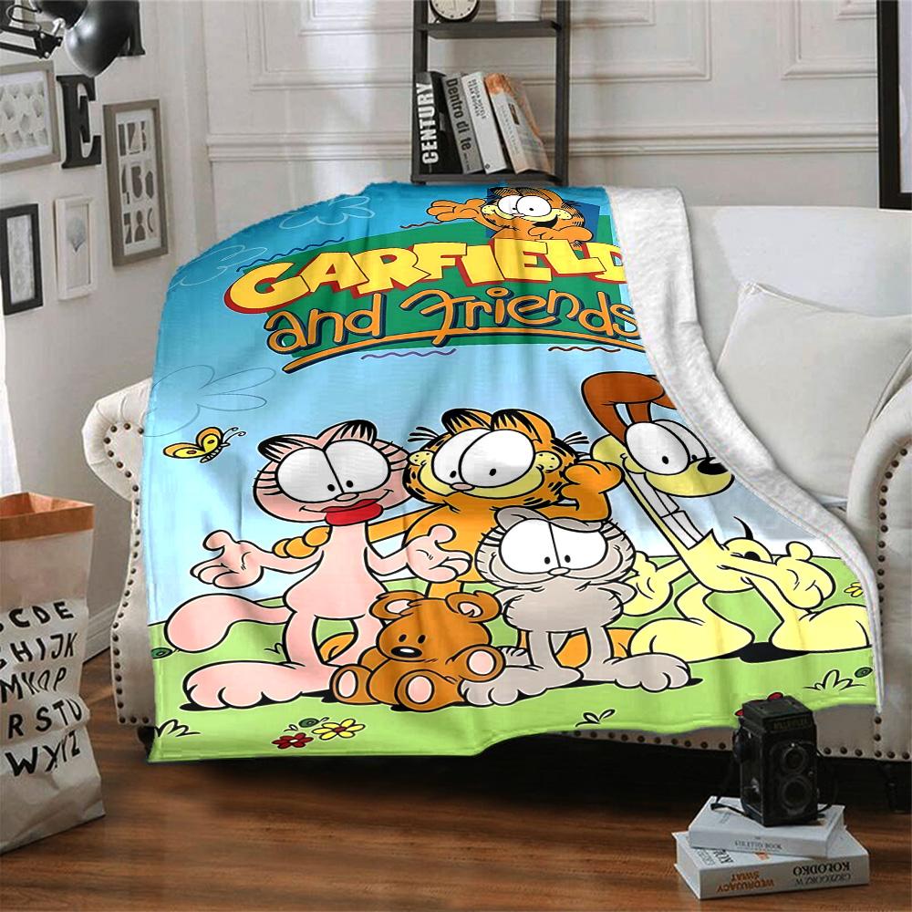 Garfield'S Colorful Friends Flannel Blanket Super Soft Warm Cozy Blanket For Sofa Bed Office Travel Allseason Home Decor Gift