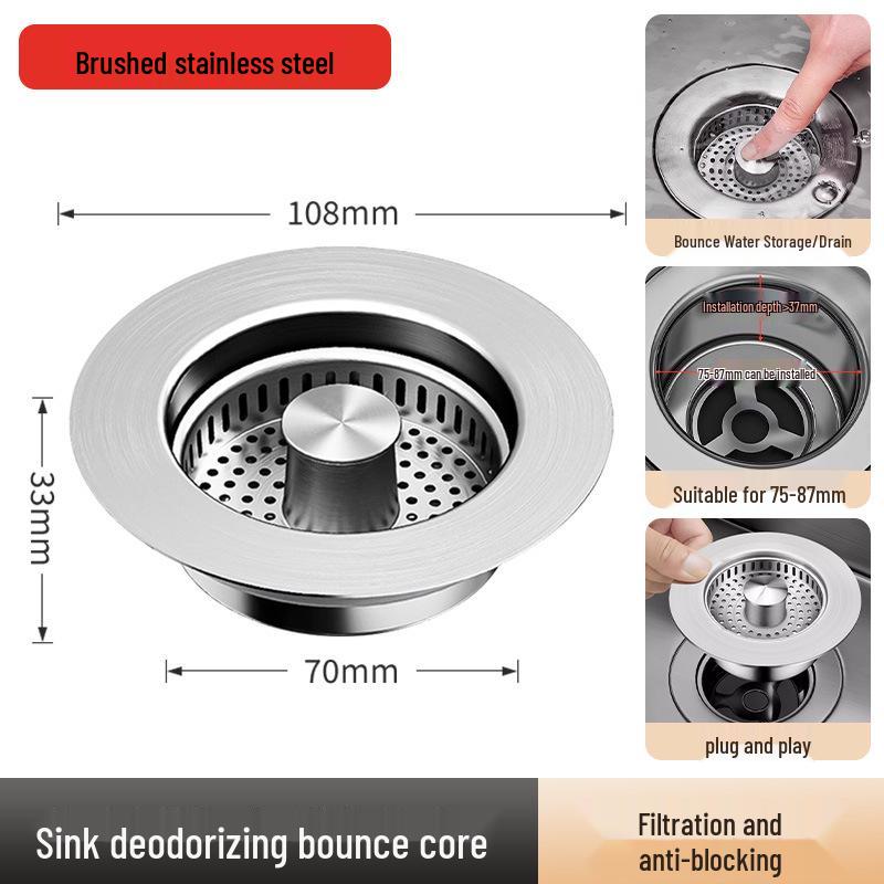 

Универсальный всплывающий слив-пробка и фильтр для кухонной раковины