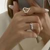 ANENJERY Liebe Herz Thai Silber Ringe für Frauen zierliche offene Ringe Schmuck Geschenke