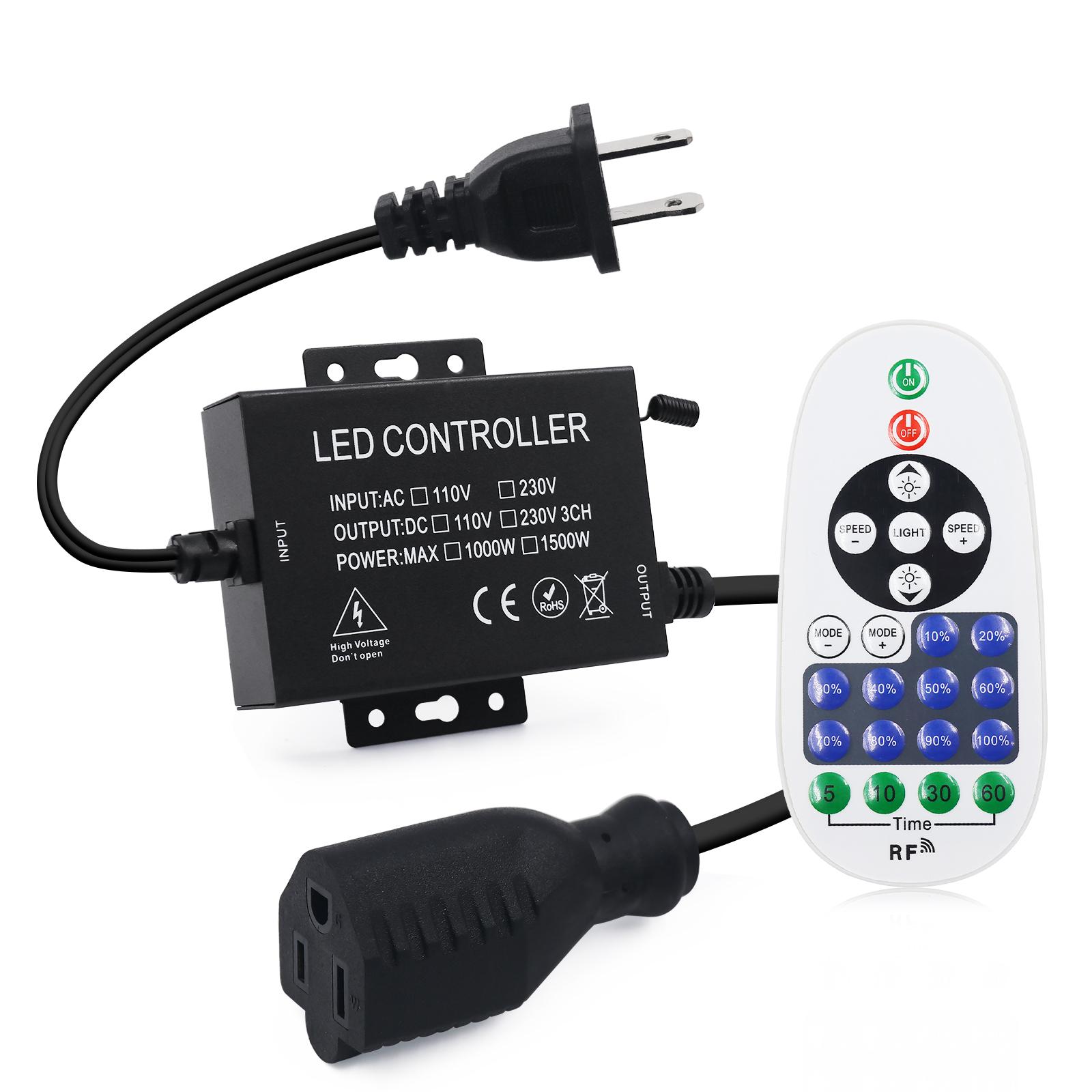 

AC 110V 220V Single Color Controller EU/UK/US/AU Set Use For LED Strip With RF Remote
