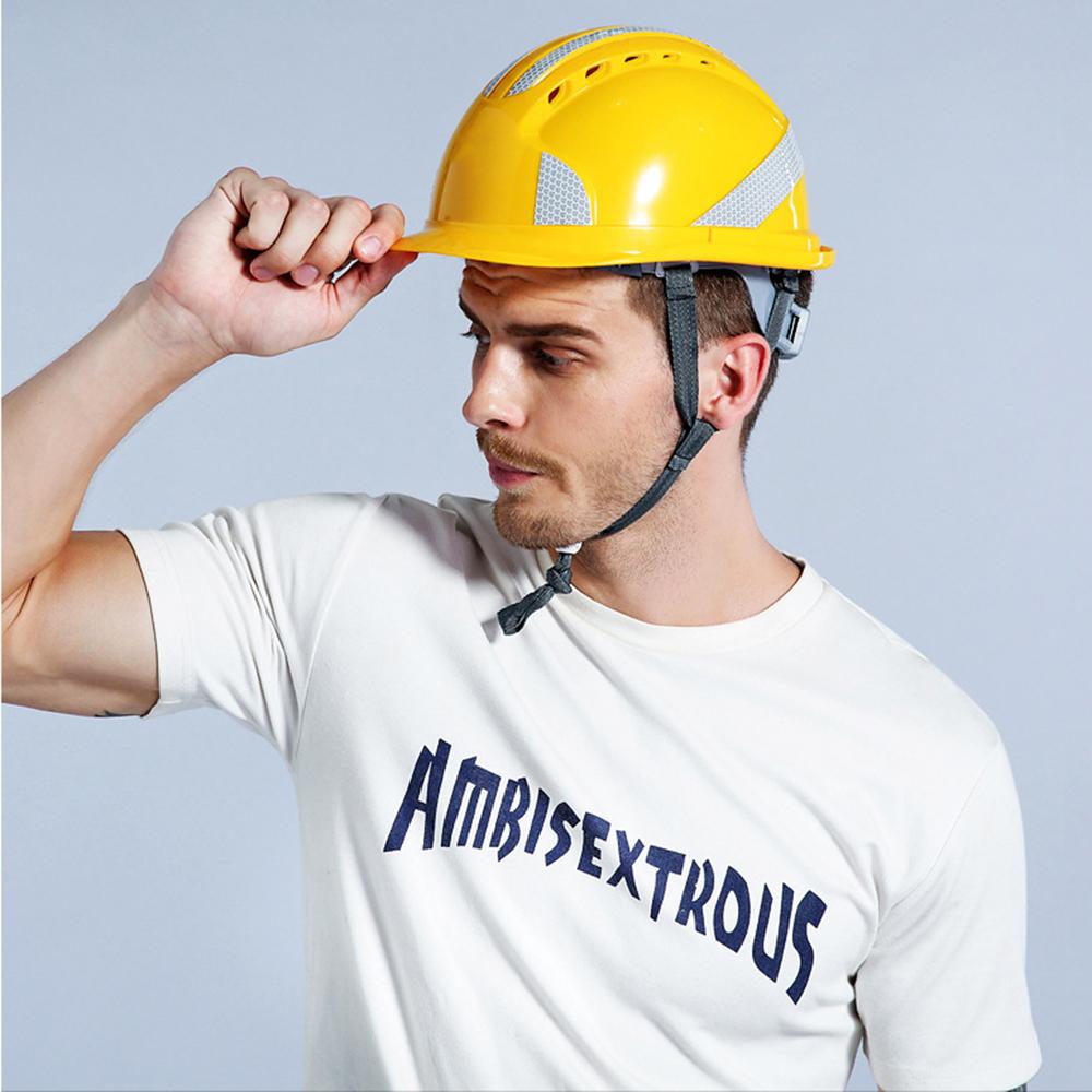 ABS-Schutzhelm Atmungsaktiver stoßfester Helm mit Belüftungsöffnungen Mehrpunkt-Stoßdämpfer Reflektierendes Band für Lager