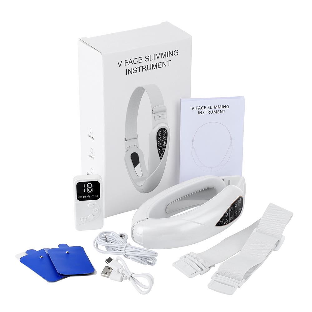 EMS Vibration V-Face Device: Remote-Controlled Beauty Massager with 5 Color Light Modes for Facial Care