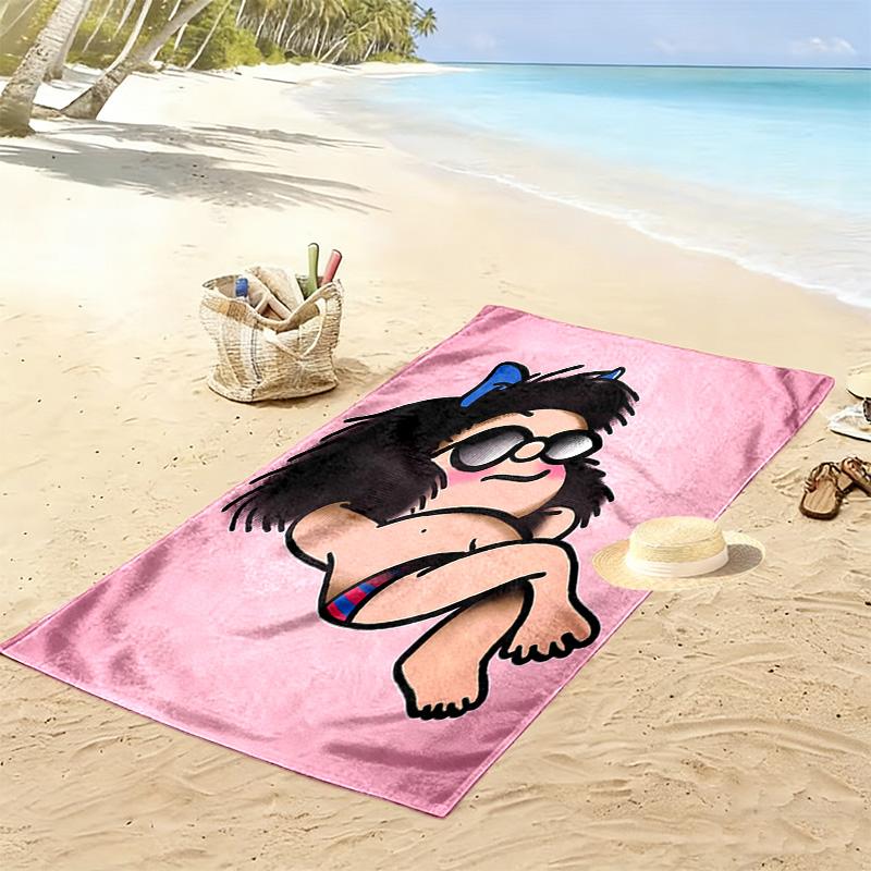 Mafalda Print Beach Towel, Large Soft Quick Dry Towel for Beach Camping Swimming