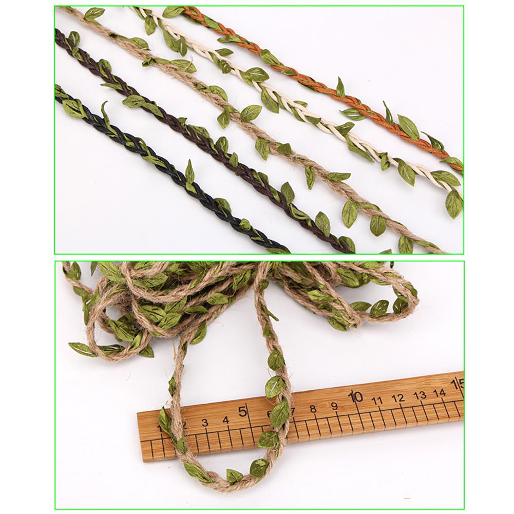 10m Cloth Hemp Rope Artificial Green Leaves Rattan DIY Craft Decorative Ribbon Christmas Ornament