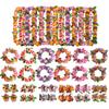 Seaside Hawaiian Floral Garland Set: 12 Colors, Necklace, Headband, Bracelet for Holiday Decor