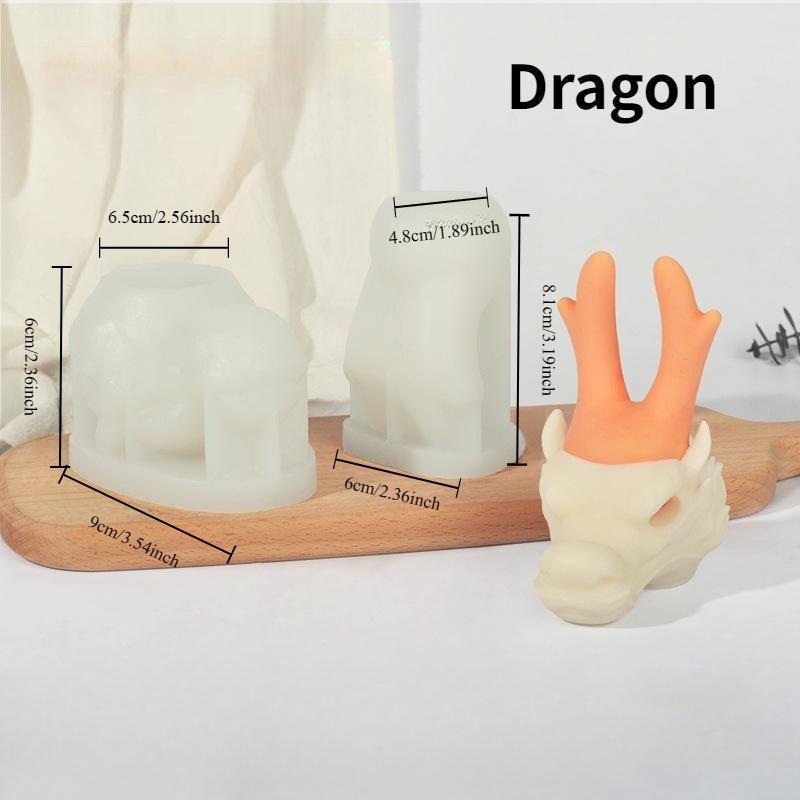 2PCS/SET Zodiac Incense Candle Silicone Mold DIY Rabbit Animal Combination Set Plaster Decoration Mold