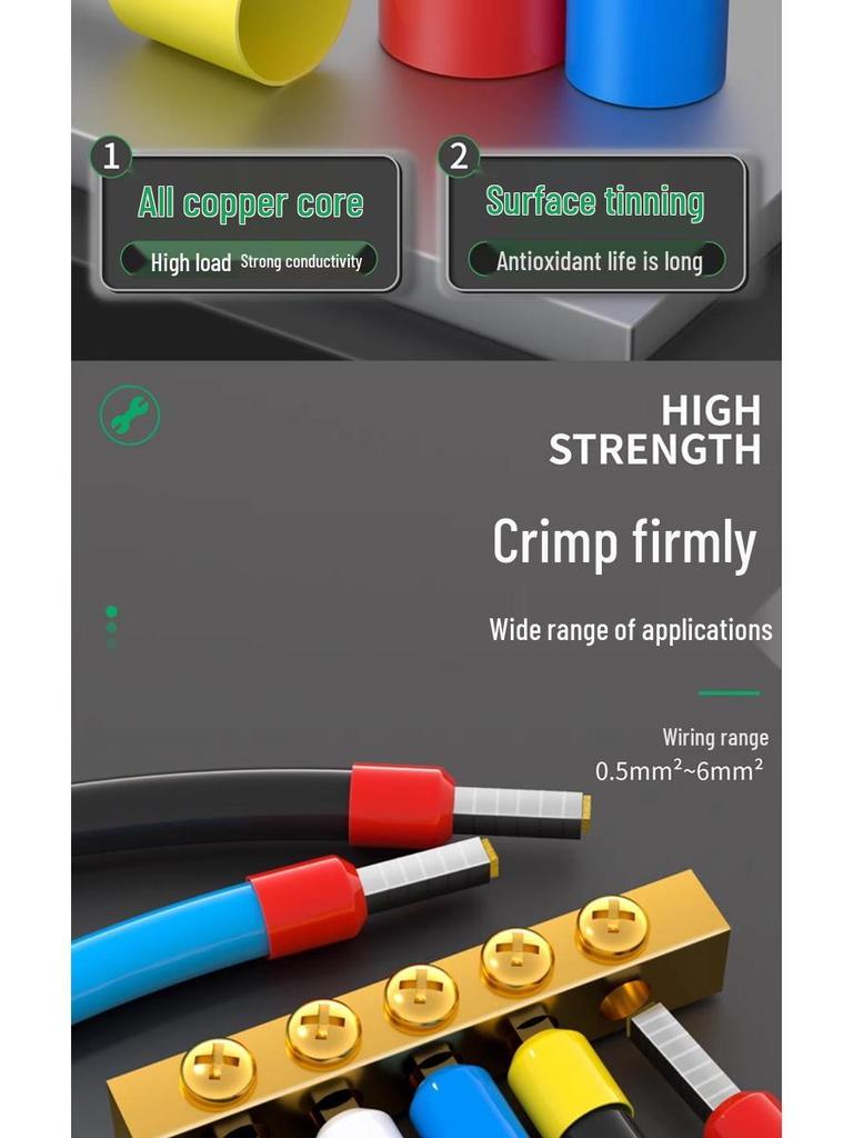 Cold-Pressed Wire Terminal Set with Tube & Pin-Type Copper Connector Crimping Pliers