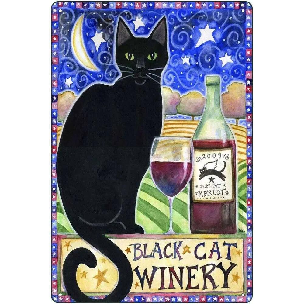 Black Cat Cartoon Anime Poster Metal Sign Garage Man Cave Wall Signs Cute Cats Tin Board Painting Decor Plates Plaques 26T0104 26T0104