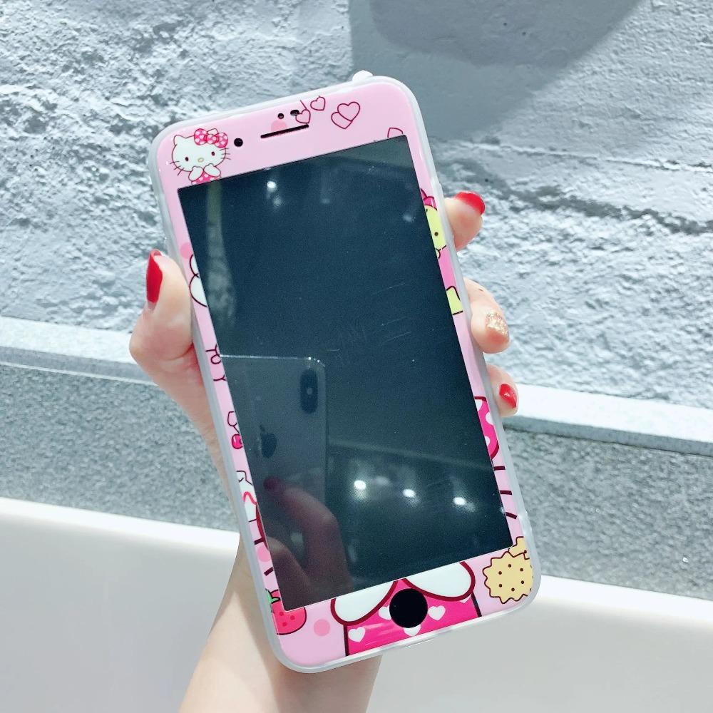 Ochranné sklo na displej pre iPhone 13 12 11 Pro Max 6 6S 7 8 Plus Ochranné sklo pre iPhone X XR XS Max Vzor Hello Kitty
