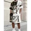 Men's Summer Comfortable Fashionable Creativity Fun Colorful 3D Printed 2-piece Set Leisure Sports Style Loose Oversized Breathable Sports Wear