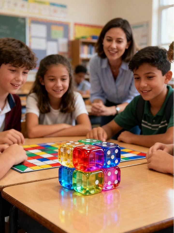 14mm Transparent Colored Acrylic Dice - Rounded Corners for Games & Teaching