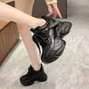 Fashion 9CM Women Chunky Leather Sneakers High Platform Ulzzang Sports Shoes New 2025 Spring Thick Bottom Women's Wedge Casual Shoes