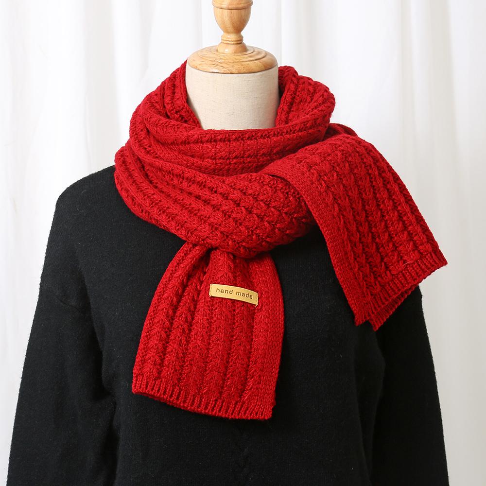 Solid Color Knitted Cotton Scarf For Woman Winter Warm Shawl Fashion Wool Muffler Soft Thick Neckerchief Wraps New Design