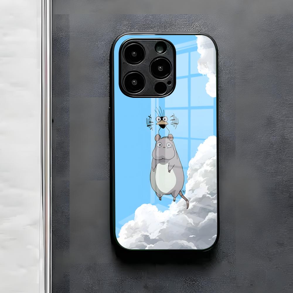 S-Spirited CARTOON A-Away Phone Case For IPhone 17 Air 16 E Pro Max 15 14 13 Mini 12 Pro 11 Max Plus Black Glass Cover