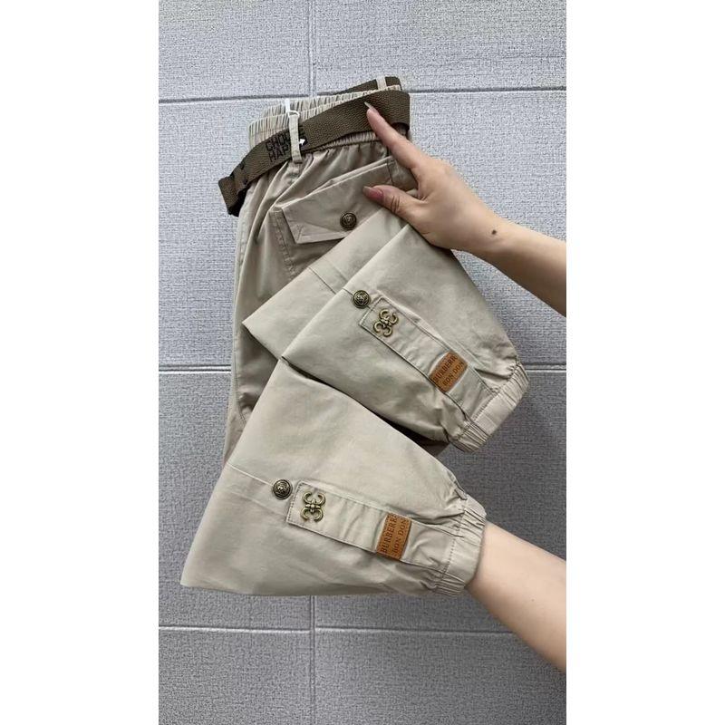 

Укороченные повседневные тонкие брюки гаремы в K-стиле с высокой талией и завязками на щиколотках Camel color 2XL