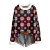 Women's Fashionable Christmas Printed Wool Collar Sweater Casual Long Sleeved Knitted Pullover Top