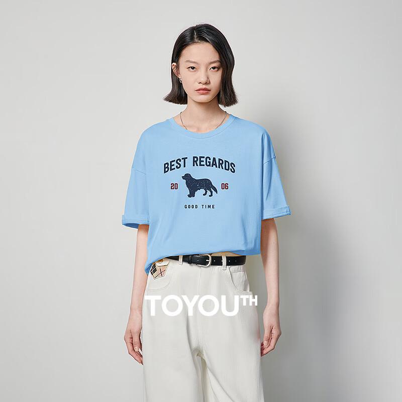 Chuyu Women s Cute Dog Letter Print Cotton T-Shirt L