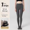 Women's Black Cotton-Lined Leggings for Autumn/Winter - Warm, Thick, Flat Waist, Skinny Fit Pantyhose.