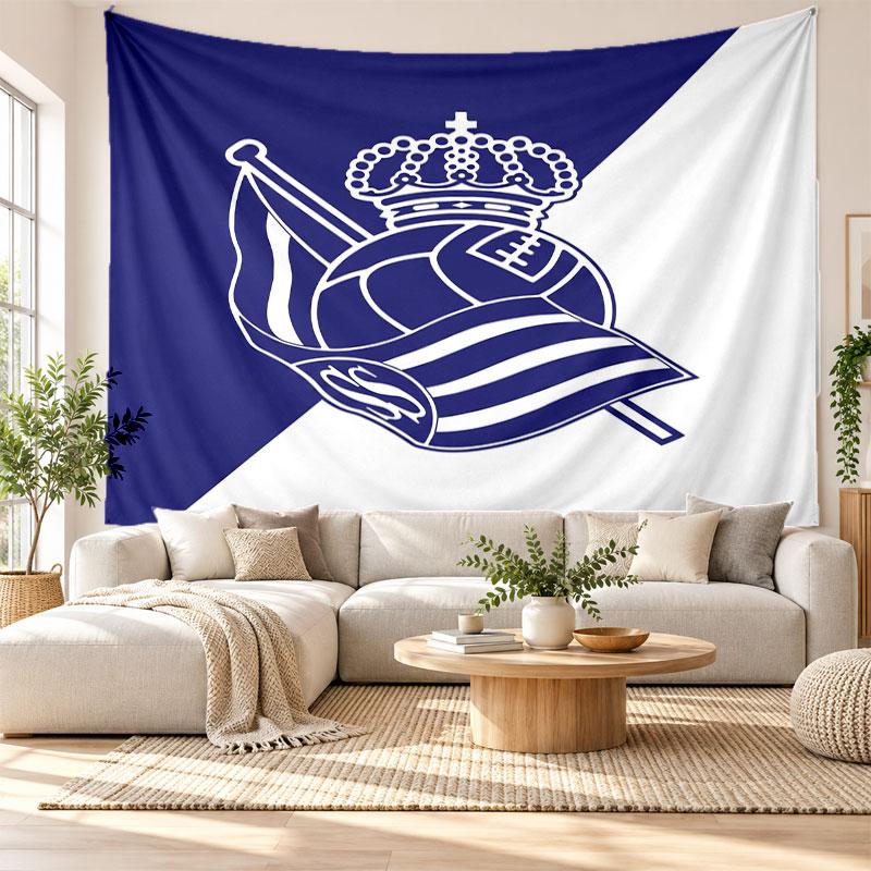 Real Sociedad FC Wall Tapestry, Soft Fabric Wall Hanging, Decorative Backdrop For Bedroom Home Wall Art