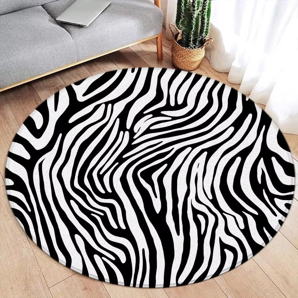 Brown Leopard Print Round Carpet Fashion Animal Fur Pattern Woman Girl Living Room Bedroom Flannel Floor Rugs Home Decorative