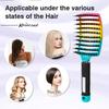 1pcs Detangling Curved Vented Boar Bristle Hair Brush Magic Scalp Massage Comb Hollow Out Anti-static for Wet Curly Hair Salon