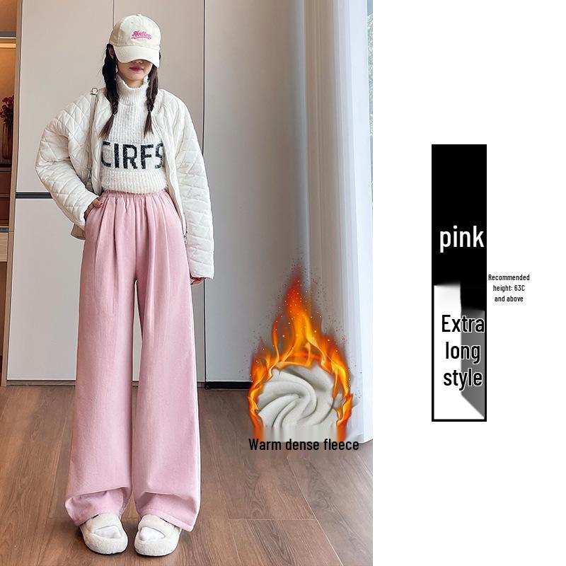 

Women s Blue Velvet Wide-Leg Pants, Lambswool-Lined for Autumn/Winter, Casual and Windproof. XL (135-150 lbs)