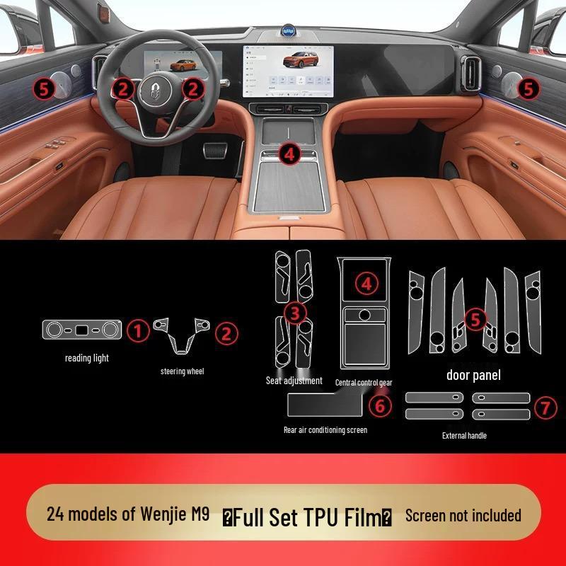 Huawei AITO M9 Interior Film TPU High - Center Console & Gear Shift Screen Protectors