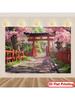 Japanese Sakura Torii Gate Decor Tapestry Pink Cherry Blossom Path Wall Hanging Decorative Wall Cloth For Room Aesthetic