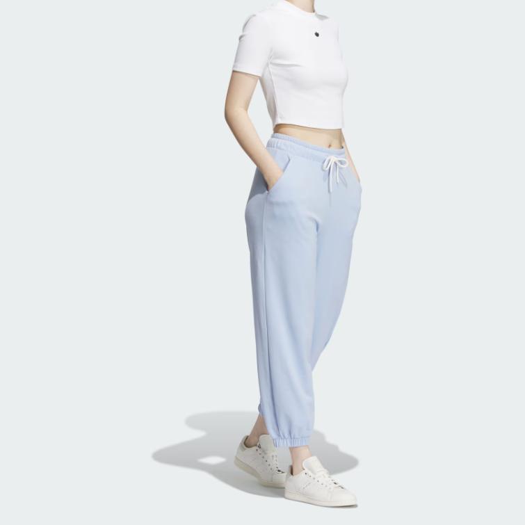 Adidas Originals Dc Rc Jogger With Solid Logo Drawstring Cuffed Sports Pants Women Bottoms Light-Pink Blue IS5381