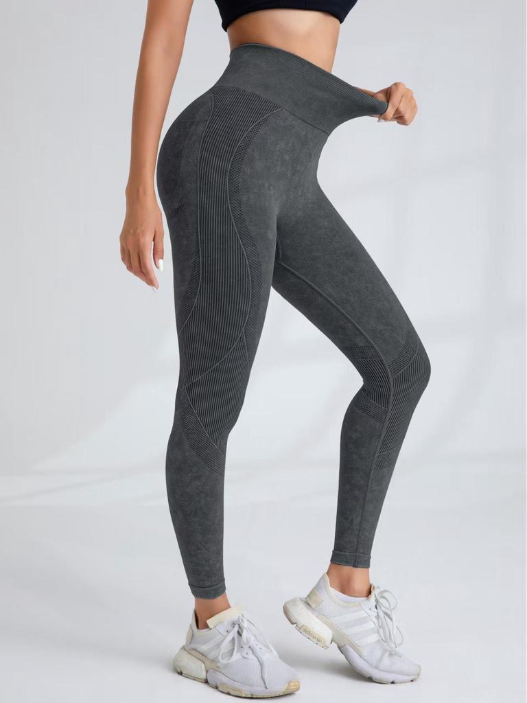 Seamless Women's Yoga Pants: Sand Washed, Quick Dry, Butt Lifting, Tight Fit, Letter Print, Sports Fitness Long Pants