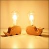 Holz EU Stecker Kleine Tisch Lampen Kreative Nordic Moderne Romantische Warme Schlafzimmer Bar Lichter 220V Elefanten Wal Nachttisch lampe