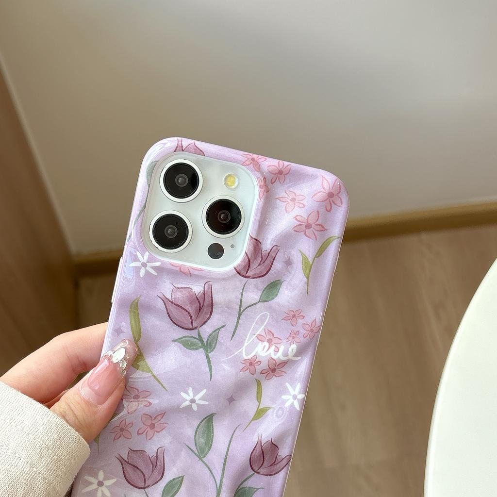 Ins Wrinkle Cute Colorful Lucky Wave Gradient Flower Tulip Phone Case for For Iphone 16 1 14 13 12 Pro Max 11 Soft Silicone Cover