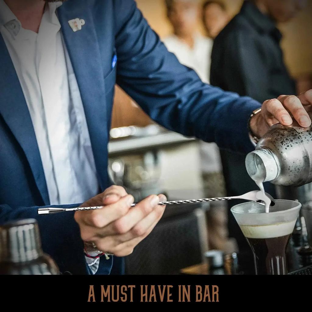 Stainless Steel Measuring Cup with Mixing Spoon Cocktail Jigger Measuring 2.5 Oz /5 Tbsp /75 Ml Liquor Shot Set Bar Accessories