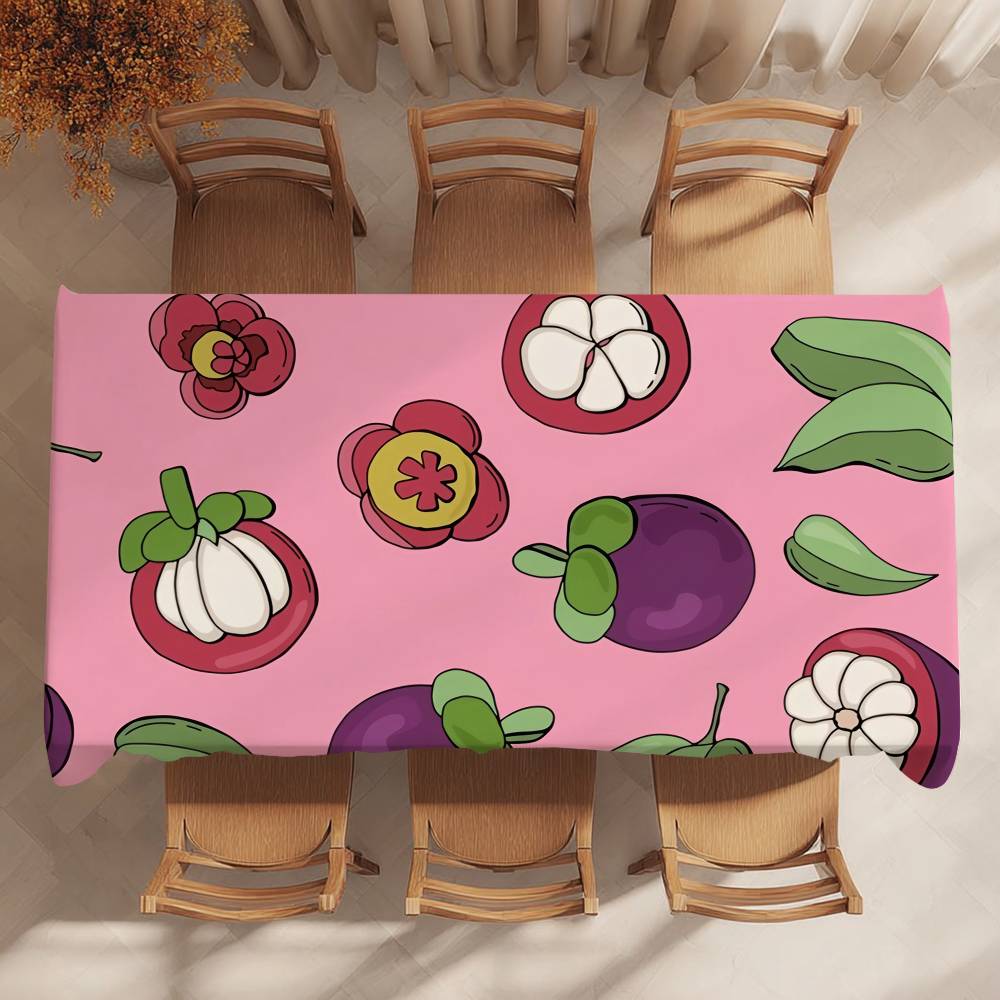 Fruit Mangosteen Table Cloth Home Party Picnic Dining Room Kitchen Patios Stain-Proof Polyester Table Cloth