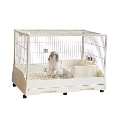 

Deluxe Rabbit Cage with Double Drawer Large Pet House for Guinea Pig And Rabbits Transparent Viewings Ideal Pet Supplies белый