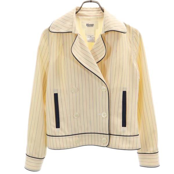 

Rene сделано в Японии Пиджак по фигуре в полоску 36 Бежевый x Красный x Синий Женский Б/у