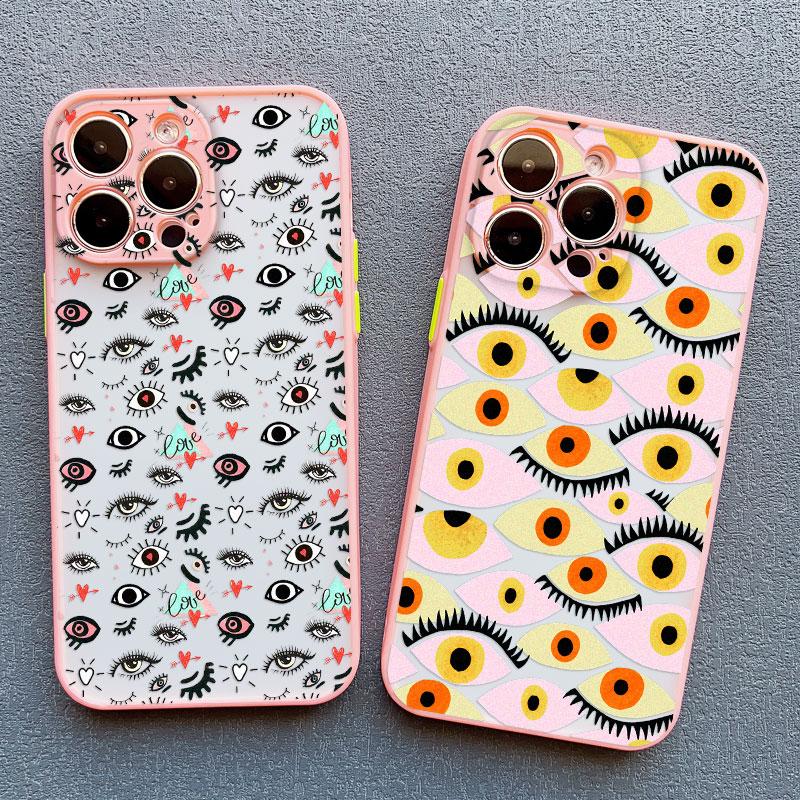 Creative Eyes Eyelash Phone Case For iPhone 11 12 13 Mini Pro Max 15 Pro Max 14 16 Pro Max Plus X XS XR 7 8 Plus SE2 Back Covers