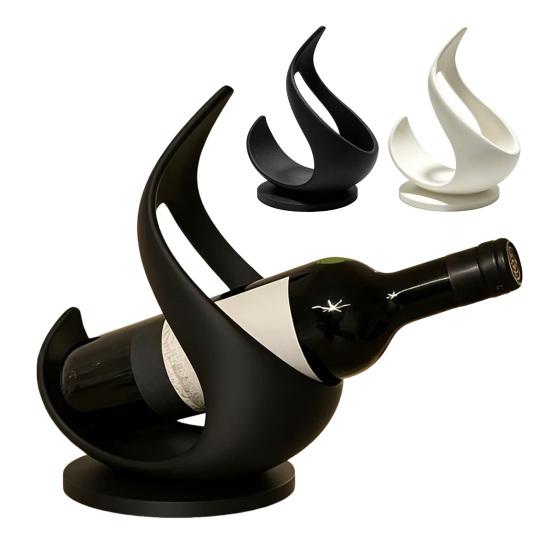 Flame Shaped Rack 3D Printed Wine Bottle Holder, Modern Sculptural for Home Ornament Bar, Decorative Tabletop Storage Stand, Creative Gift Holder