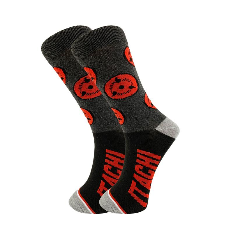Anime Naruto Sport Long Socks for Men Women Cartoon Akatsuki Red Cloud Action Figure Casual Elastic Harajuku Stockings Toys Gift 38-46