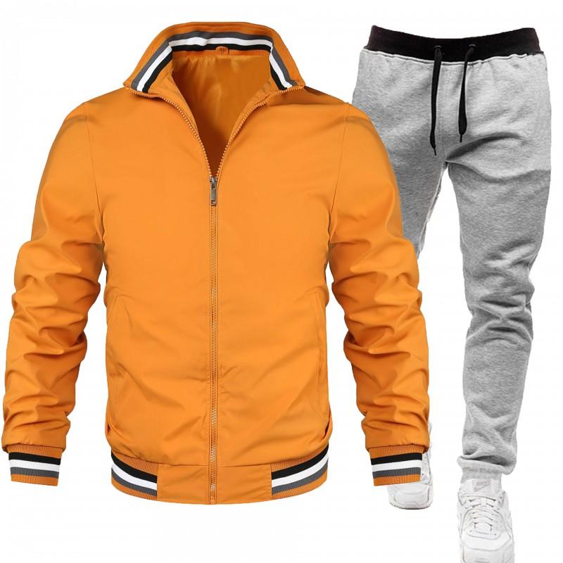 Mens Casual Tracksuit Long Sleeve Zip Jacket Pants Set Sportswear